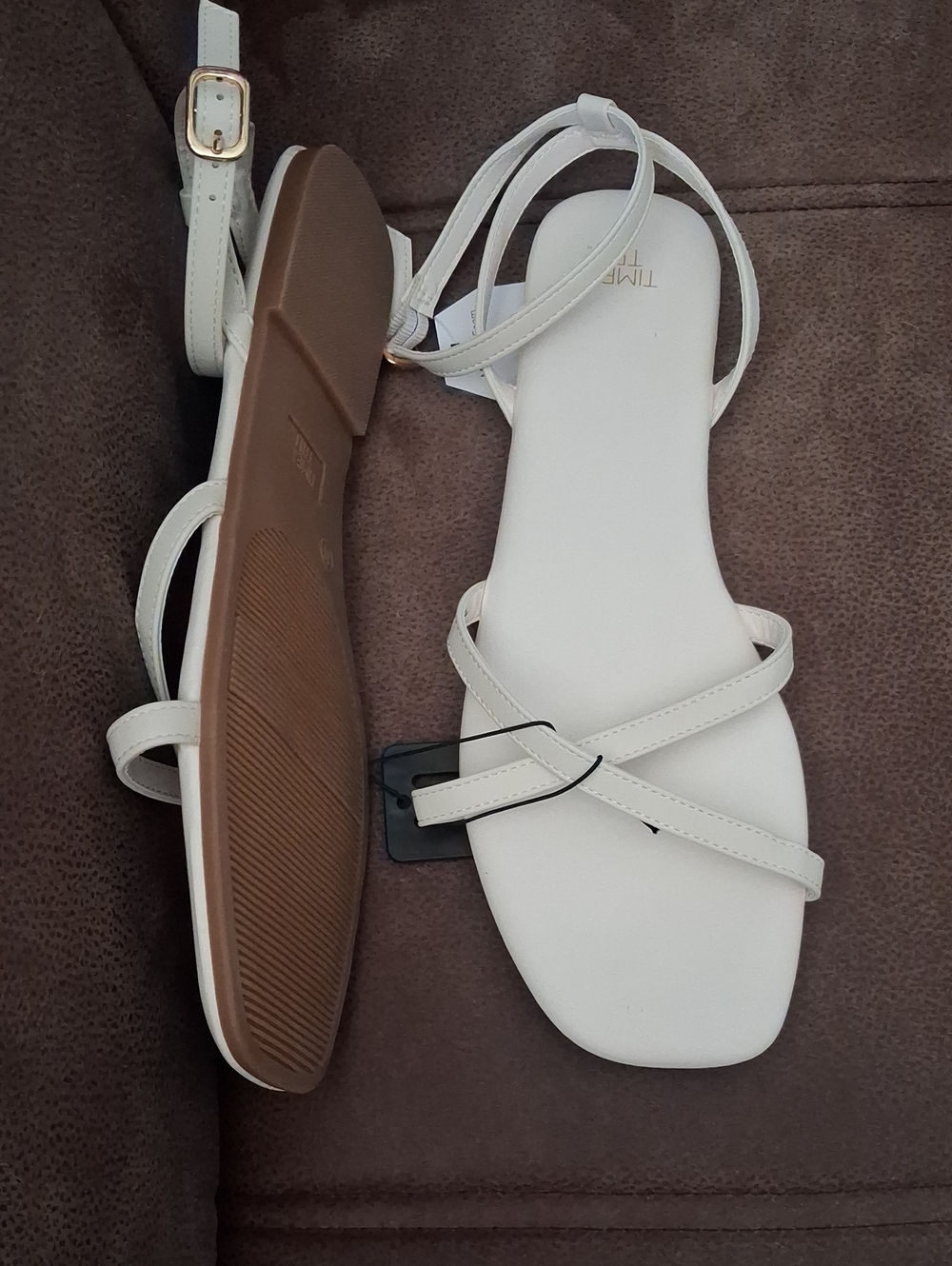 Time And Tru Cream Strappy Women’s Flat Sandals - Timeless Style Size 11